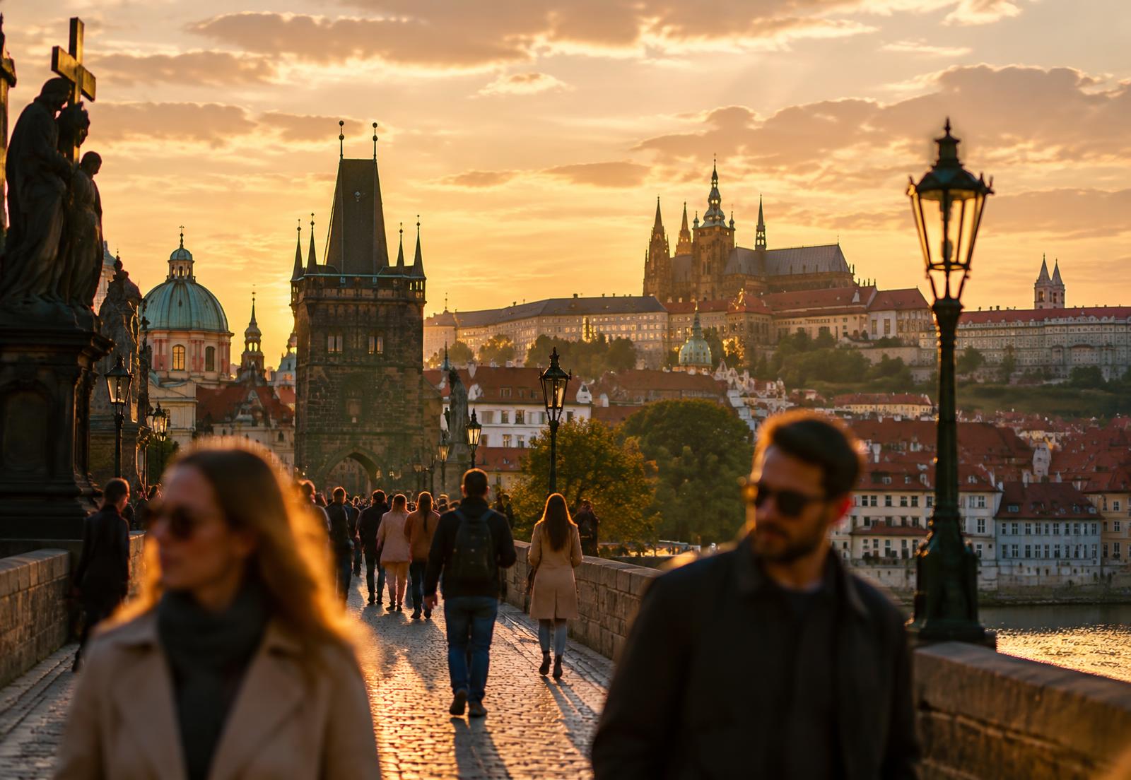 Vista de Praga al atardecer